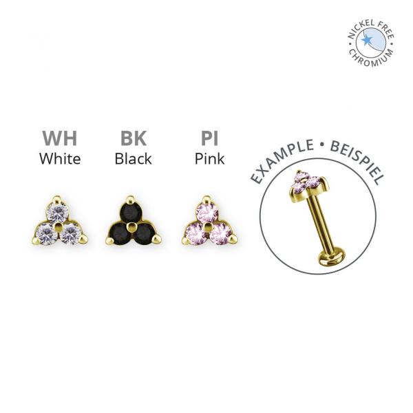 18K GOLD PVD CoCr NF THREADLESS TRINITY ATTACHMENT SET W. PREMIUM ZIRCONIA -CLOSED BACK