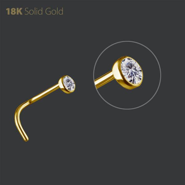 18K GOLD NOSE STUD SET W. PREMIUM ZIRCONIA