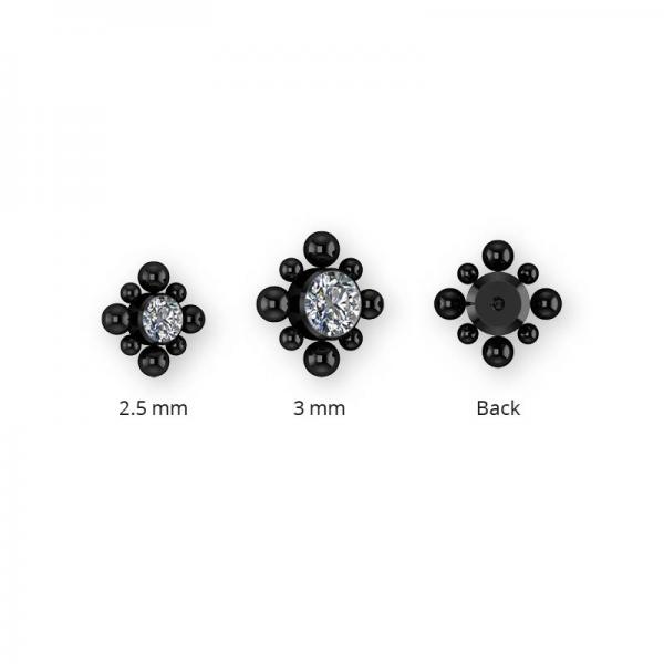 BLACK PVD TITANIUM CLUSTER INTERNAL MICRO ATTACHMENT SET W. PREMIUM CRYSTALS