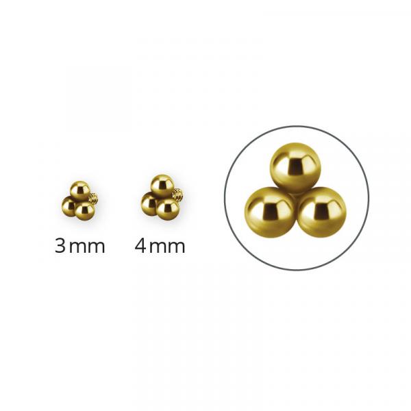 24K GOLD PVD TITANIUM INTERNAL 3 BALL TRINITY MICRO ATTACHMENT