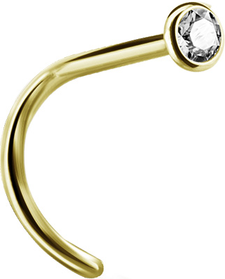 24K GOLD PVD TITANIUM JEWELLED CURVED NOSE STUDS
