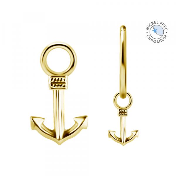 18K GOLD PVD CoCr NF ANCHOR CHARMS FOR HINGED RINGS SET W.PREMIUM ZIRCONIA