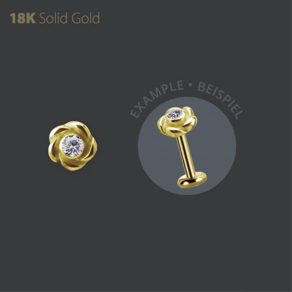 18K GOLD THREADLESS FLOWER ATTACHMENT SET W. PREMIUM ZIRCONIA
