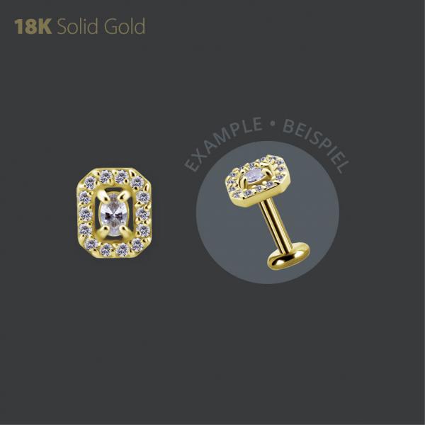 18K GOLD THREADLESS OCTAGON SHAPE ATTACHMENT SET W. PREMIUM ZIRCONIA