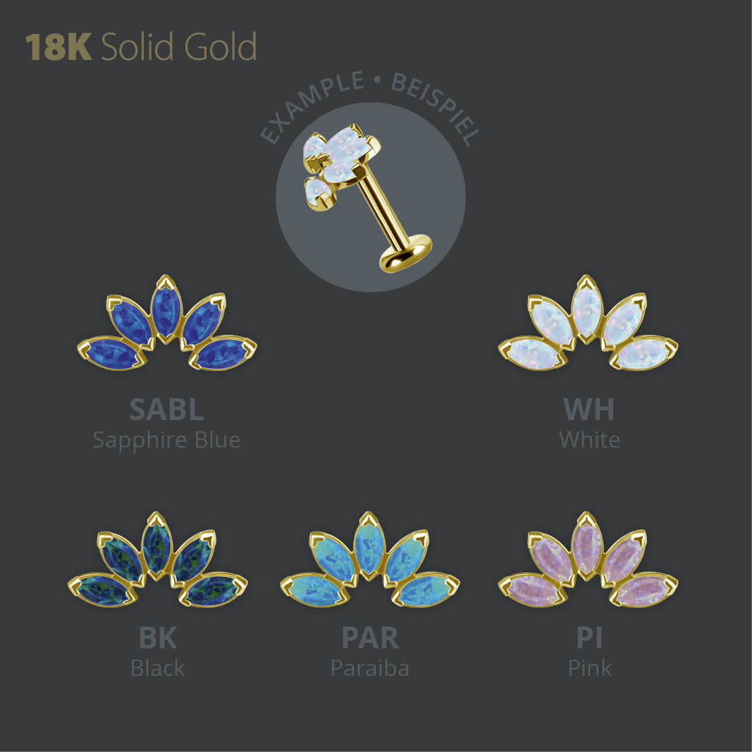 18K GOLD INTERNAL MARQUISE FAN MICRO ATTACHMENT SET WITH LAB CREATED OPAL