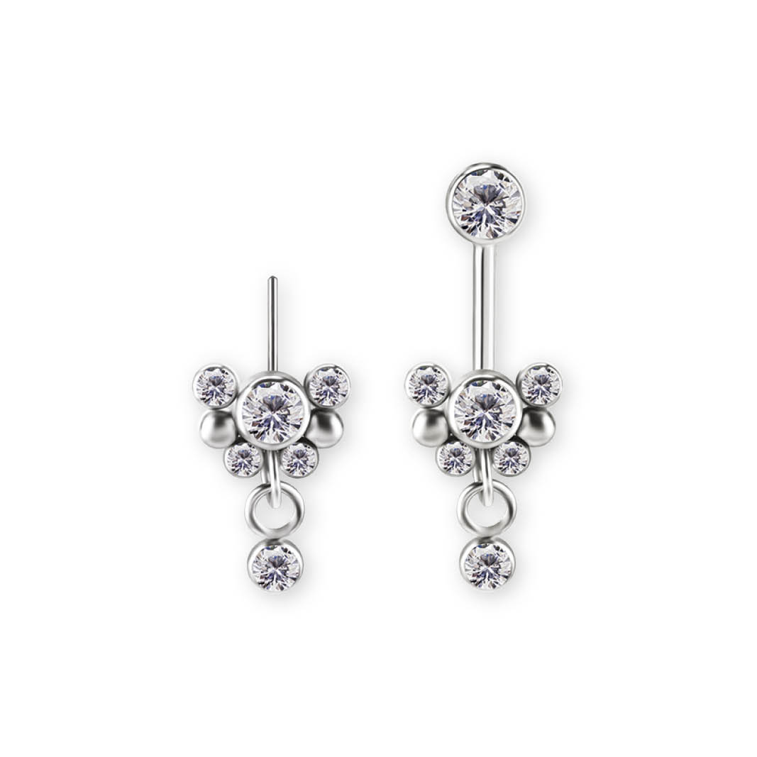 TITANIUM THREADLESS VERTICAL HELIX BARBELL SET W.PREMIUM ZIRCONIA