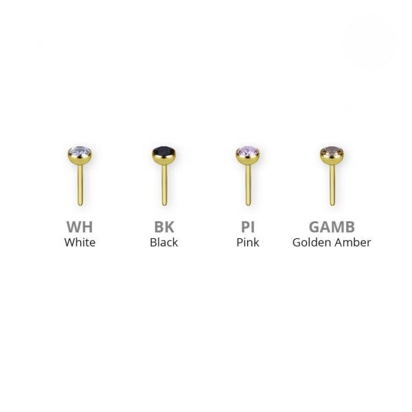 24K GOLD PVD TITANIUM THREADLESS MICRO BALL SET W. PREMIUM ZIRCONIA 2.35MM