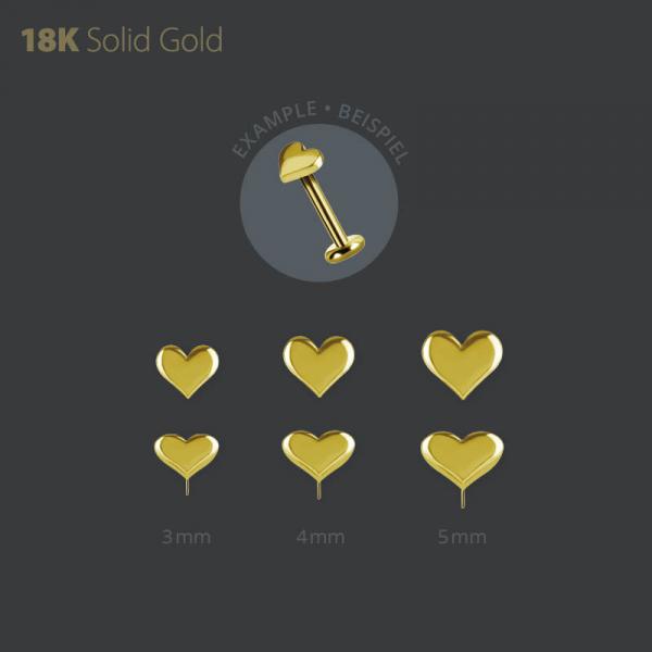 18K GOLD THREADLESS HEART SHAPE ATTACHMENT