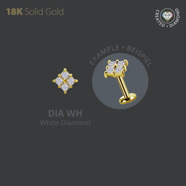 18K GOLD INTERNAL  ATTACHMENT SET W. PRINCESS CUT LAB CREATED DIAMONDS