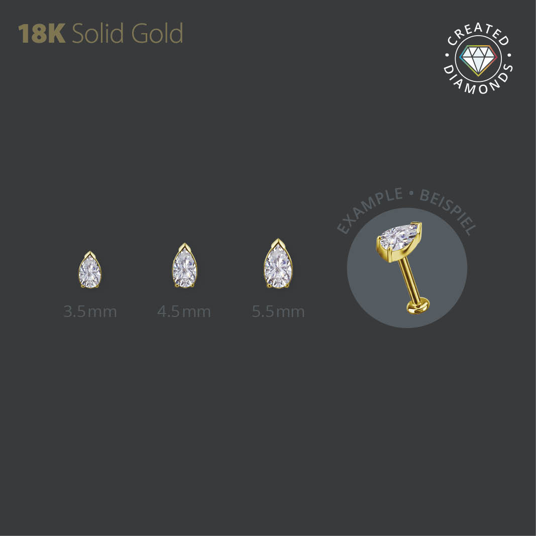 18K GOLD THREADLESS ATTACHMENT SET WITH LAB CREATED DIAMOND
