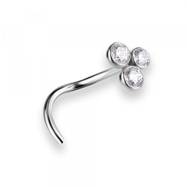 TITANIUM CURVED DISC NOSE STUDS SET W. PREMIUM ZIRCONIA