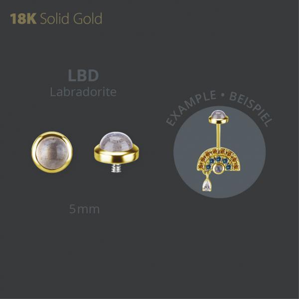 18K GOLD INTERNAL MICRO ATTACHMENT SET W. GENUINE LABRADORITE