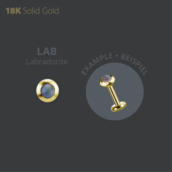 18K GOLD THREADLESS  ATTACHMENT SET WITH GENUINE LABRADORITE