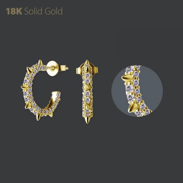 18K GOLD EAR HOOPS SET W. PREMIUM ZIRCONIA (PAIR)