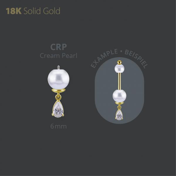 18K GOLD INTERNAL VERTICAL HELIX MICRO ATTACHMENT SET W. FRESHWATER PEARL