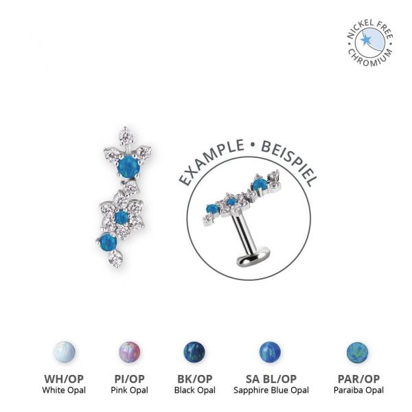 CoCr NF INTERNAL FLOWER  ATTACHMENT SET W. LAB CREATED OPALS