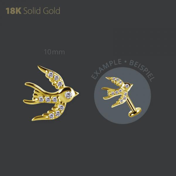 18K GOLD THREADLESS  ATTACHMENT SET WITH PREMIUM ZIRCONIA
