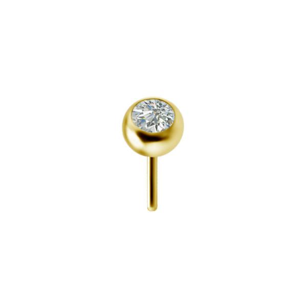 24K GOLD PVD TITANIUM JEWELLED THREADLESS 3MM BALL SET W.PREMIUM ZIRCONIA 3MM
