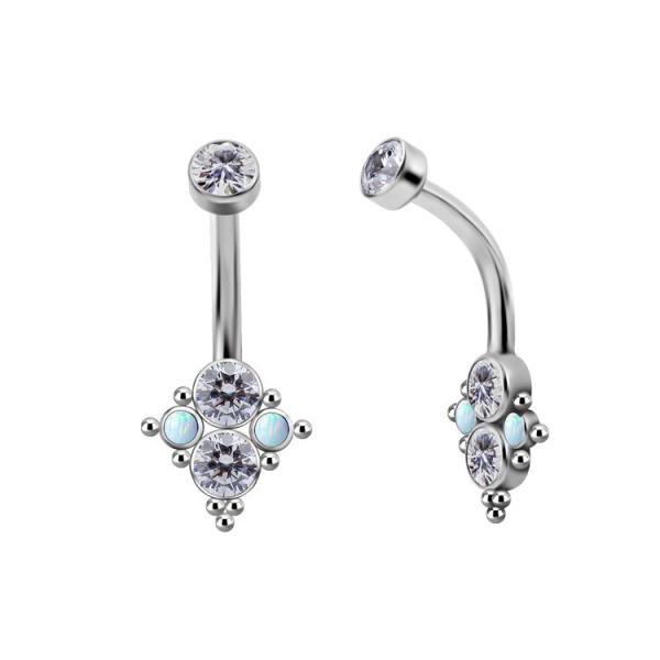 TITANIUM INTERNAL CLUSTER BELLY BANANAS SET W. PREMIUM ZIRCONIA & LAB OPALS