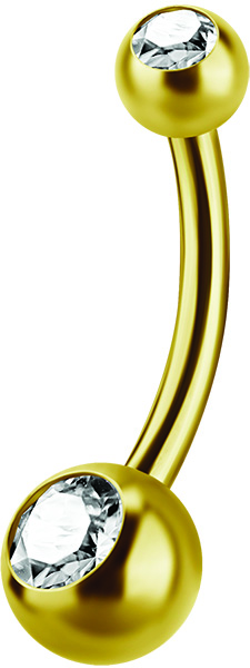 24K GOLD PVD TITANUM DOUBLE JEWELLED BABY BANANAS