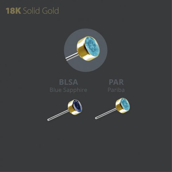 18K GOLD THREADLESS  BEZEL  ATTACHMENT SET W. LAB CREATED GEMSTONE