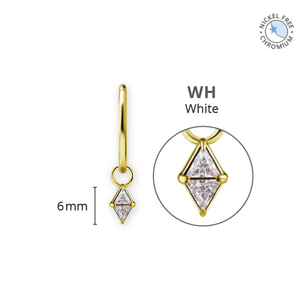 18K GOLD PVD CoCr NF TRIANGLE CHARMS FOR HINGED RINGS SET W.PREMIUM ZIRCONIA
