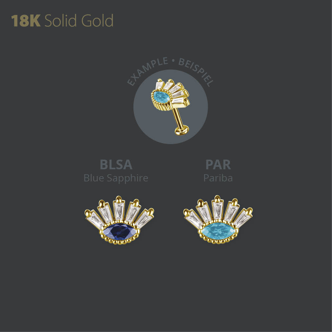 18K GOLD  INTERNAL MICRO ATTACHMENT SET W. LAB CREATED GEMSTONES