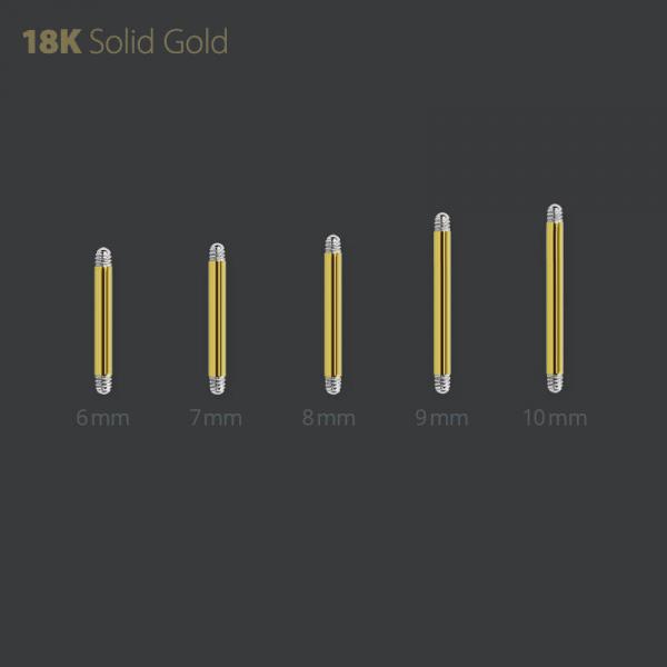 18K GOLD STRAIGHT MICRO BARBELL (TITANIUM THREAD)