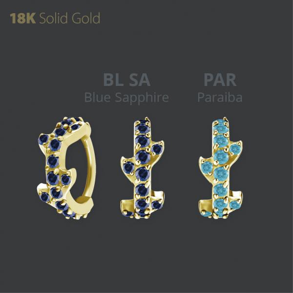 18K GOLD HINGED RING SET W. LAB CREATED GEMSTONE