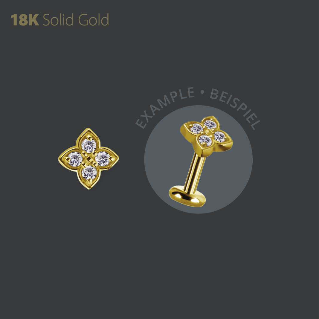 18K GOLD THREADLESS  ATTACHMENT SET W. PREMIUM ZIRCONIA