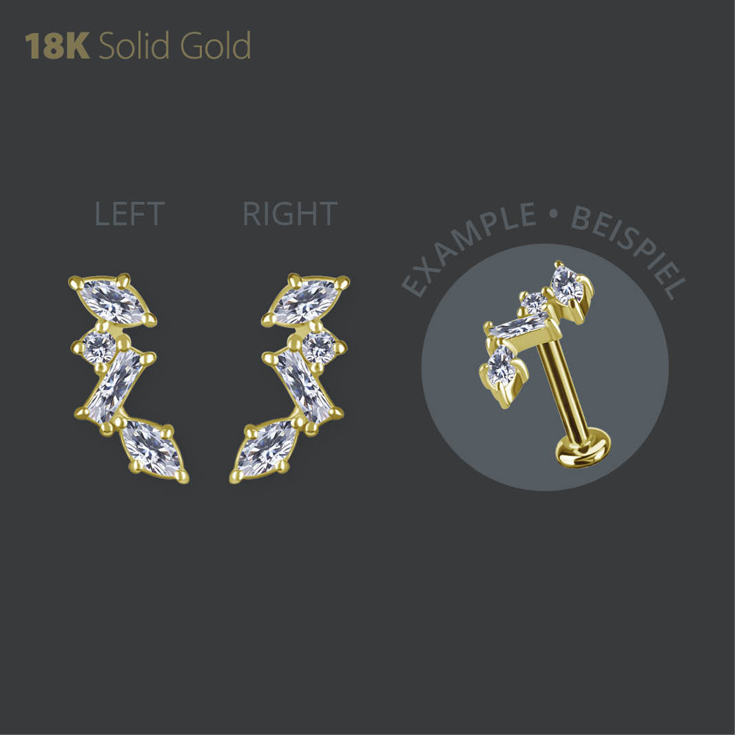18K GOLD THREADLESS ATTACHMENT SET WITH PREMIUM ZIRCONIA