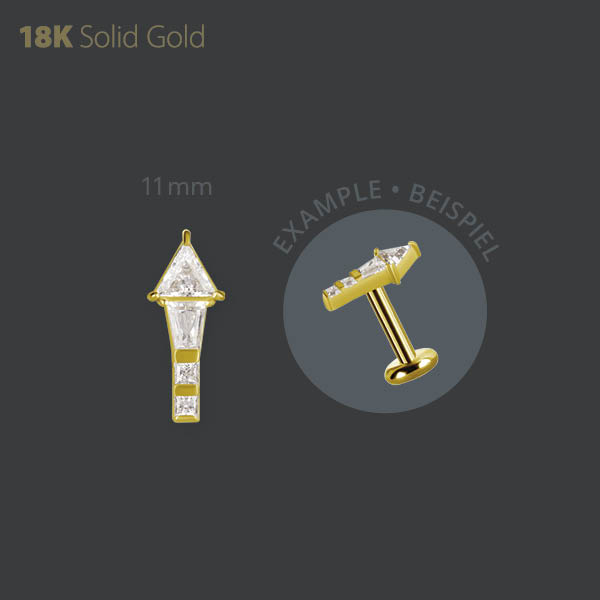 18K GOLD THREADLESS ATTACHMENT SET W. PREMIUM ZIRCONIA