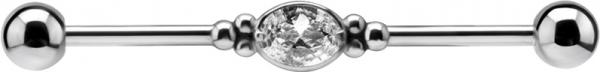 SS316L INDUSTRIAL BARBELLS SET WITH OVAL CUBIC ZIRCONIA