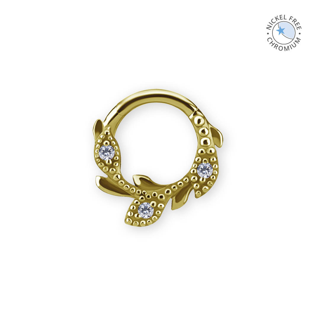 18K GOLD PVD CoCr NF HINGED RING SET W. PREMIUM ZIRCONIA