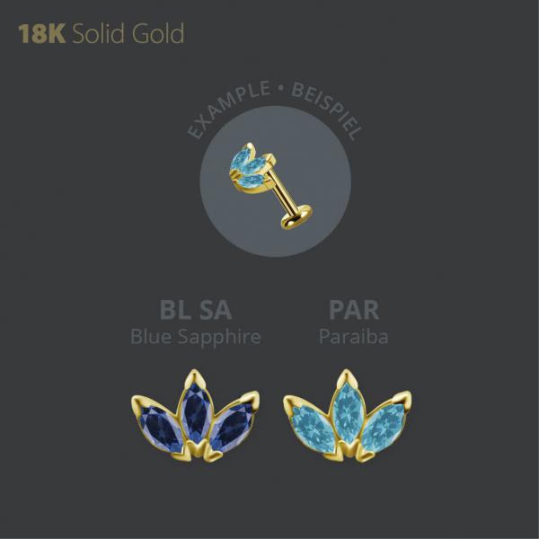 18K GOLD INTERNAL  MICRO ATTACHMENT SET W. MARQUISE LAB CREATED GEMSTONE
