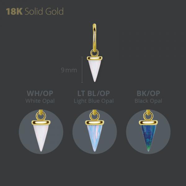 18K GOLD CHARM SET W. LAB CREATED OPAL SPIKES