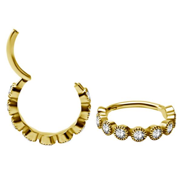 24K GOLD PVD SS316L CLICKER SET W. PREMIUM ZIRCONIA