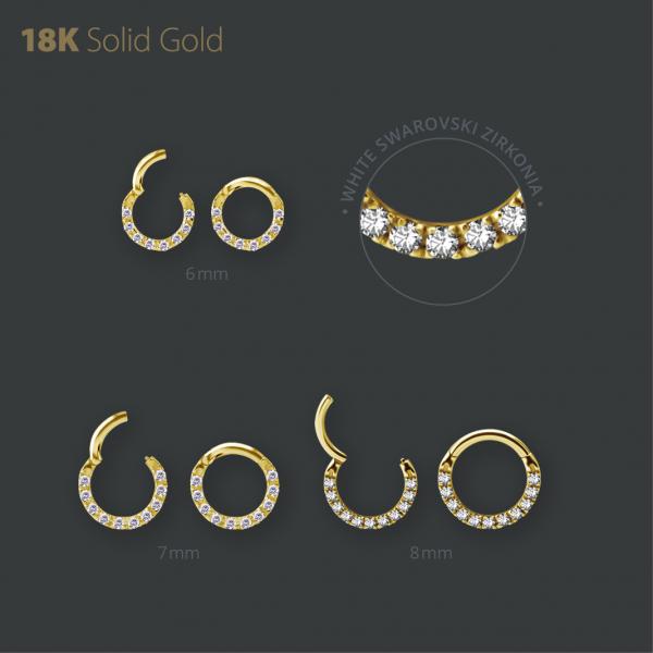 18K GOLD JEWELLED HINGED SEGMENT RING SET W. PREMIUM ZIRCONIA