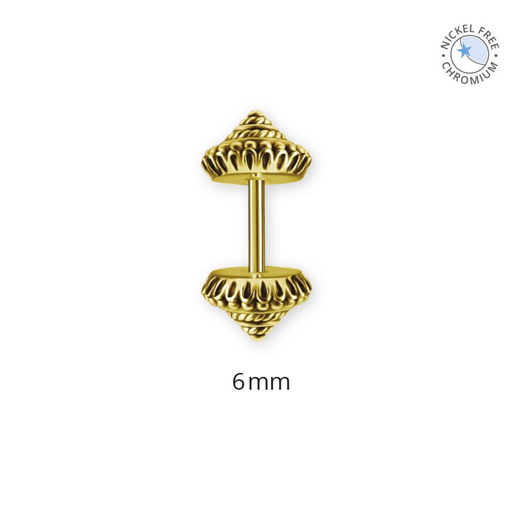 18K GOLD PVD CoCr NF TITANIUM VERTICAL HELIX BARBELL
