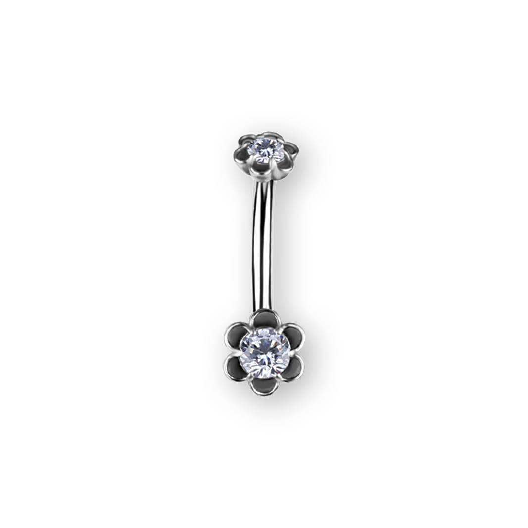 SS316L DOUBLE INTERNAL JEWELLED BELLY BANANAS SET W. PREMIUM ZIRCONIA