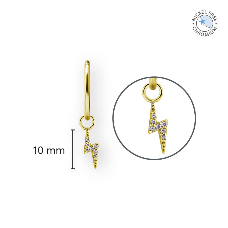 18K GOLD PVD CoCr NF FLASH CHARMS FOR HINGED RINGS SET W. PREMIUM ZIRCONIA