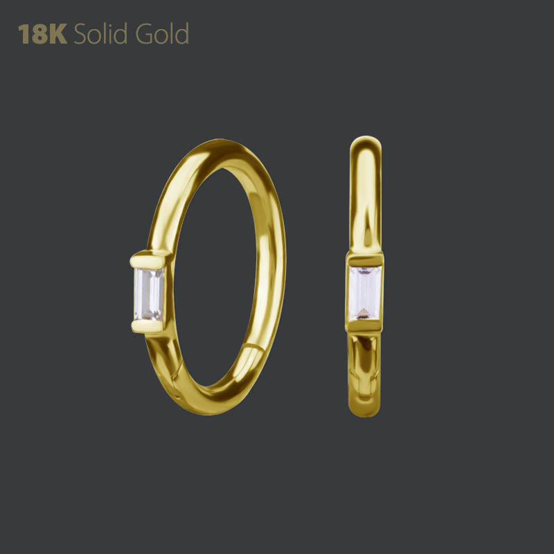 18K GOLD HINGED NOSE RING SET WITH PREMIUM ZIRCONIA
