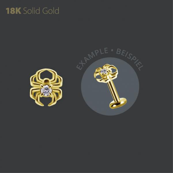 18K GOLD THREADLESS SPIDER ATTACHMENT SET W. PREMIUM ZIRCONIA