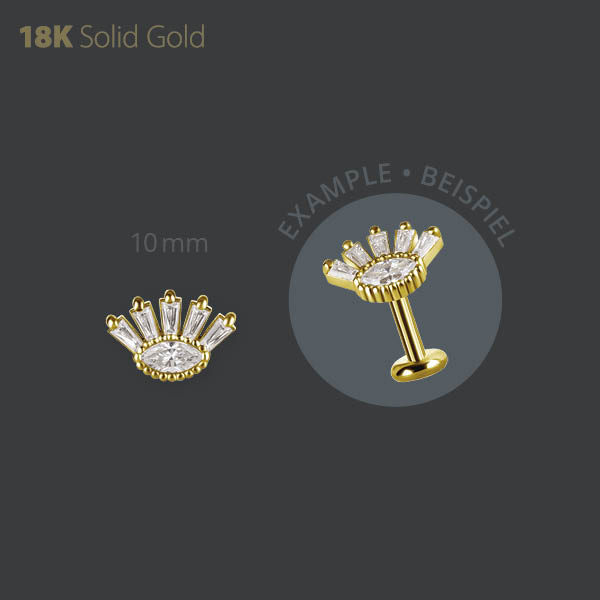 18K GOLD THREADLESS ATTACHMENT SET W. PREMIUM ZIRCONIA