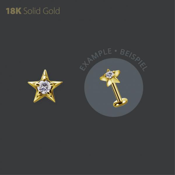 18K GOLD THREADLESS STAR  ATTACHMENT SET W. PREMIUM ZIRCONIA