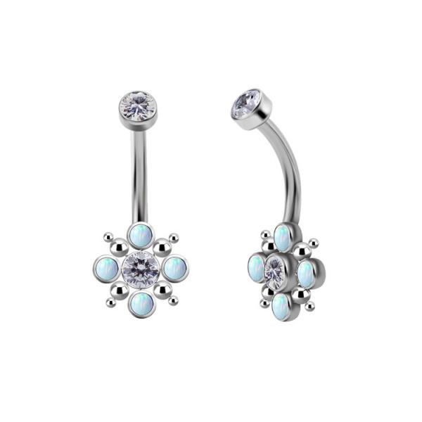 TITANIUM INTERNAL CLUSTER BELLY BANANAS SET W. PREMIUM ZIRCONIA & LAB OPALS