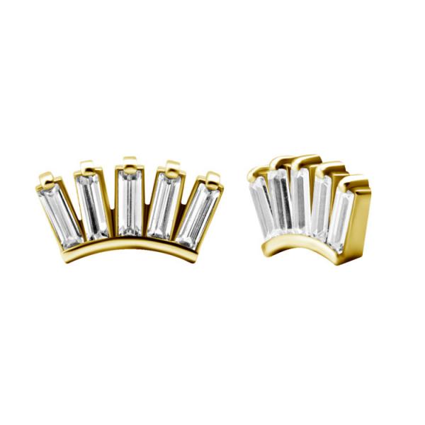 24K GOLD PVD SS316L MICRO ATTACHMENT SET W. BAQUETTE CUBIC ZIRCONIA