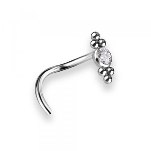 TITANIUM CURVED DISC NOSE STUDS SET W. PREMIUM ZIRCONIA