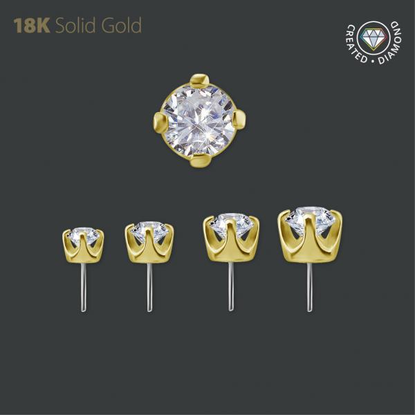 18K GOLD THREADLESS  ATTACHMENT SET W. LAB CREATED DIAMOND