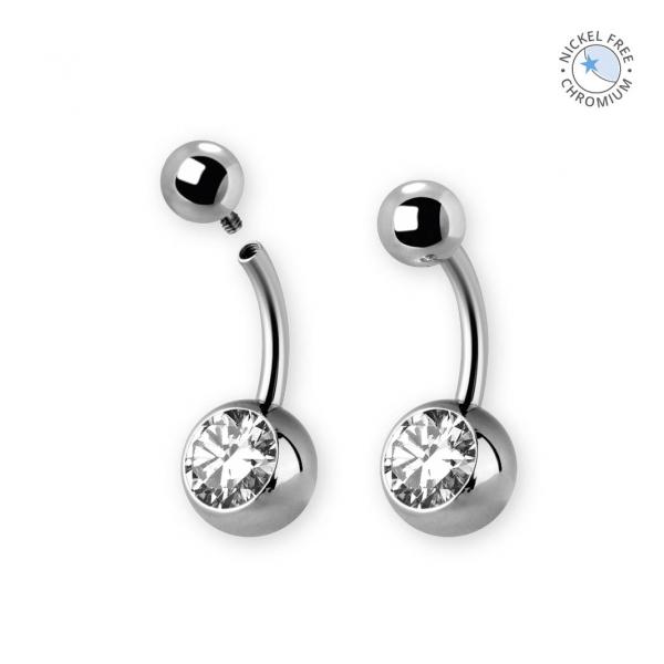 CoCr NF PVD TITANIUM JEWELLED INTERNAL BELLY BANANA SET W. PREMIUM ZIRCONIA